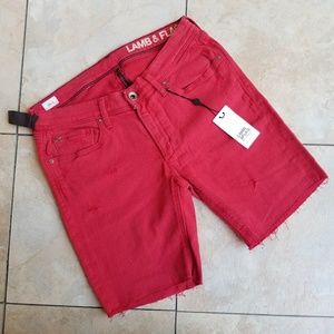 Lamb & Flag Distressed Shorts Red Size 2 NWT